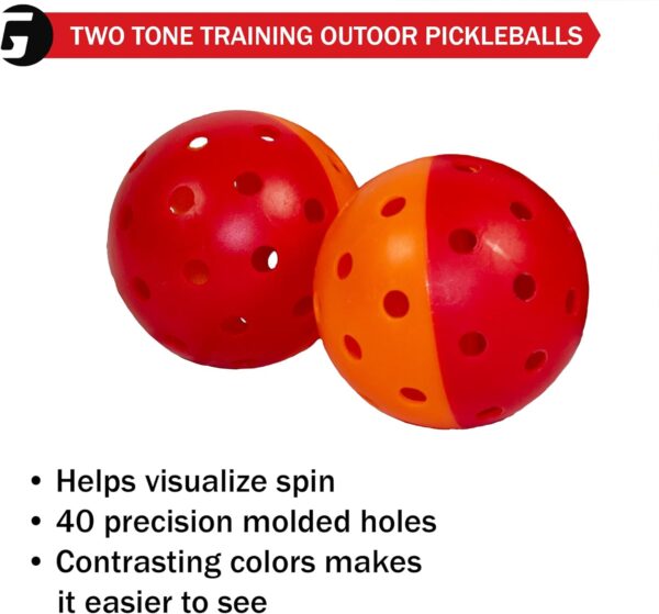 GAMMA Two-Tone Outdoor Training Pickleballs, Red/Orange, Yellow/Red, Green/Purple, Practice, High Visibility, Consistent Bounce, Durable, Spin, Tournament Training, 3 Pack, 6 Pack,12 Pack