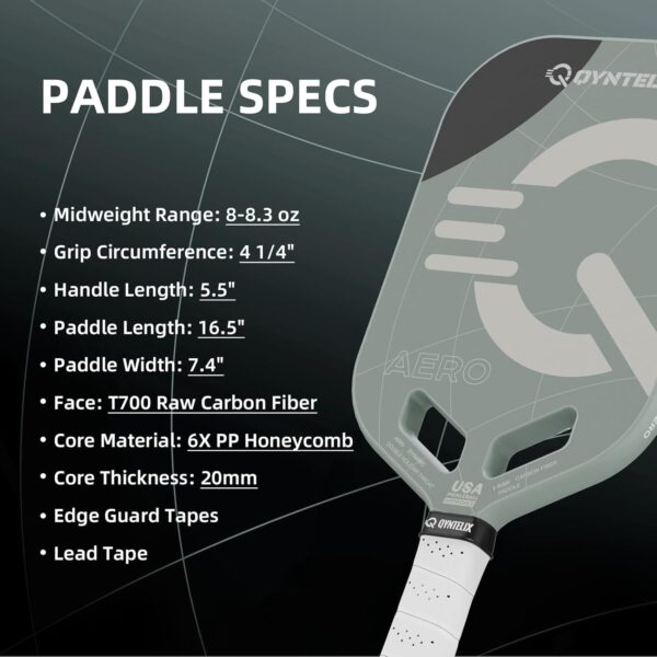 Pickleball Paddle, 20mm Polypropylene Honeycomb Core, T700 Carbon Fiber Surface Pickleball Paddle with High Grit Spin, USAPA Approved Professional Thermoformed Pickleball Paddles