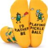 Funny Novelty Pickleball Socks for Adults - Pickle Ball Gifts Colorful Unisex Crew Length One Size Socks