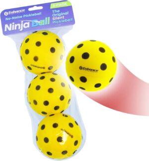 Enhance Pickleball Ninja Ball - The Original Silent Pickleball - Foam Balls for Quiet Practice - Comes with 3 Balls - Indoor or Outdoor Use