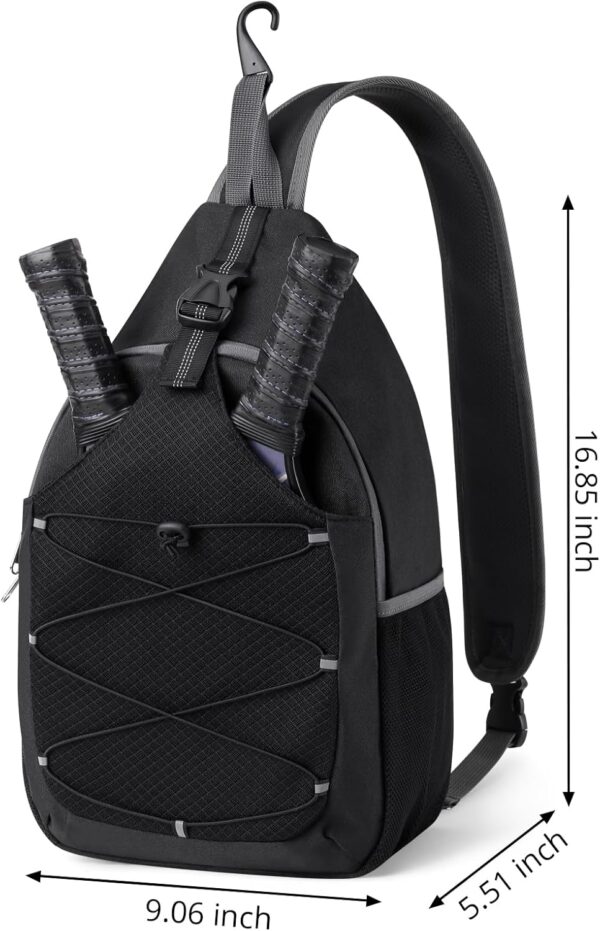 Pickleball Bag Pickleball Paddle Bag Small Pickleball Bag for Women Men, Adjustable Pickleball Sling Bag with Fence Hook Water Bottle Holder for Pickleball Paddle Racket