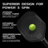 LUZZ Pickleball Paddle, Thermoformed T700 Carbon Fiber Pickleball Paddles Friction Surface for Spin Composite Pickle Ball Rackets for Players