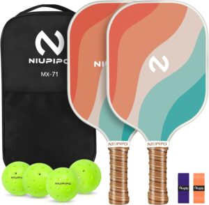 niupipo Pickleball Paddles Set of 2/4/1, USAPA Approved Graphite Carbon Fiber Pickleball Rackets, Polypropylene Honeycomb Core, Cushion 4.72In Grip, Bag/Cover, Pickle Ball Paddle Set for Men Women