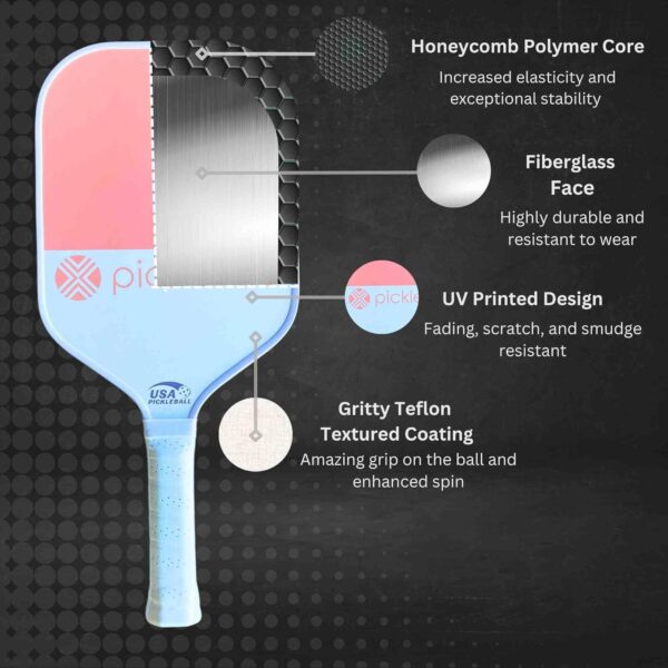 Pickleball Paddle Set for Couples Women Kids | Cute Aesthetic USAPA Approved | 2 Textured Paddles, 4 Balls, 1 Carrying Bag | Lightweight 8oz, 16mm Core, 16.5” Length