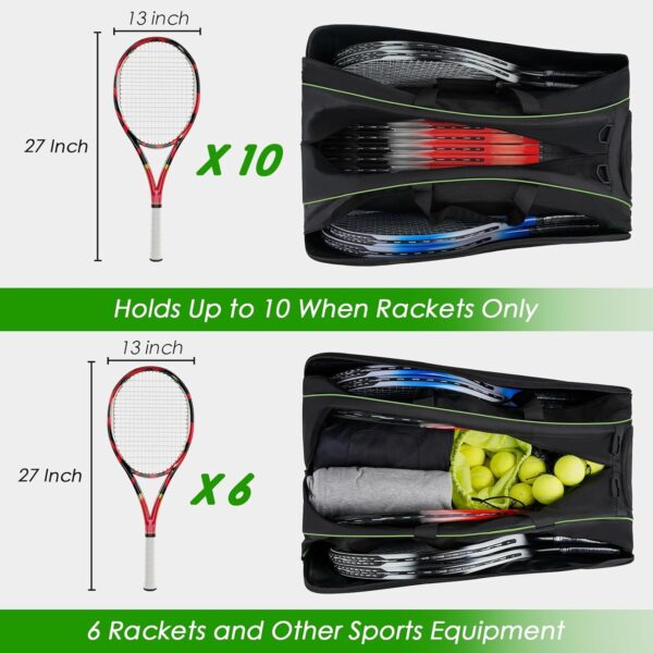 MATEIN Tennis Bag 6 Rackets, Extra Large Protective Convertible Racquet Bag with Shoes Compartment for Men Women, Racket Backpack with Cooler Pocket & Removeable Shoulder Strap for Sport Equipment