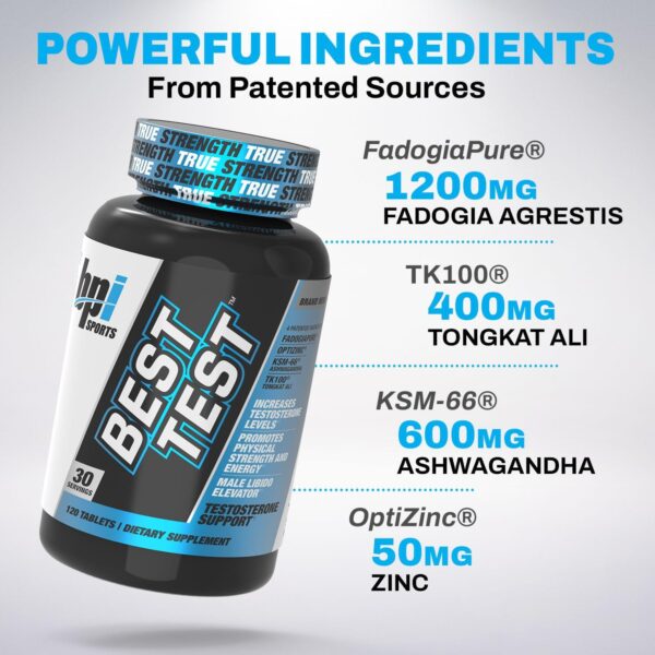 BPI Sports Best Test - Testosterone Booster for Men - Muscle Recovery, Testosterone Support Supplement, Natural Stamina, Energy Increase & Metabolism Support - 30 Servings