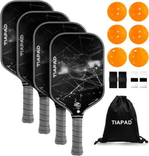Pickleball Paddles Set of 2/4, USAPA Approved, Foam Molding 5.5" Long Handle, Lightweight, Fiberglass 16mm, Textured Surface, Elongated Pickle Ball Rackets 2 Pack for Beginner
