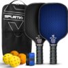 USAPA Approved Pickleball Paddle Set | Fiberglass Surface, with Balls, Grip Tapes & Carry Bag | Quiet, Lightweight Rackets for Men, Women & Beginners