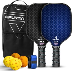 USAPA Approved Pickleball Paddle Set | Fiberglass Surface, with Balls, Grip Tapes & Carry Bag | Quiet, Lightweight Rackets for Men, Women & Beginners