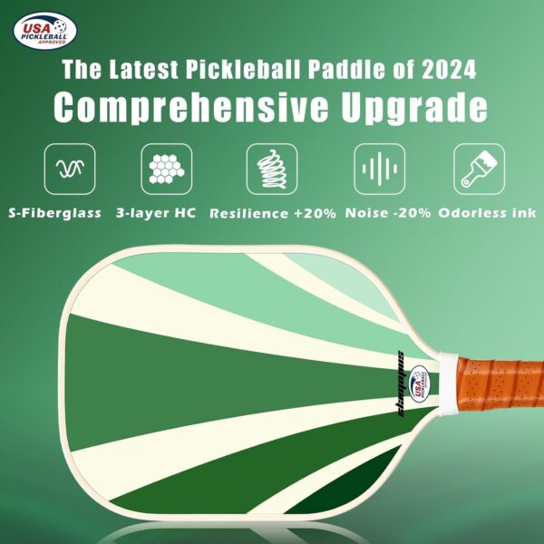 Pickleball Paddles Set of 2 | Pickleball Set of 4 Pickleball Rackets | Graphite & Fiberglass Pickleball Paddles | USAPA Approved | Great Paddle for Beginners and Pros |