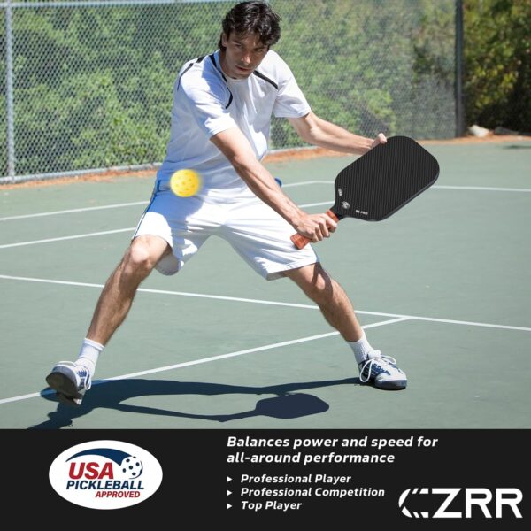 Pickleball Paddle, USA Pickleball Approved, 3K Raw Carbon Fiber Surface (CFS) High Grit & Spin, with 16MM Polypropylene Honeycomb Core, Ideal for Novice and Professional Players