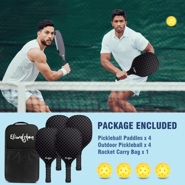 Pickleball Paddles Set of 2 or 4 with pickleballs and Bag |Rackets are Made to USAPA Standards |Carbon Fiber/3K Fibreglass/Wood| Pickleball Racket Set for Men, Women, Children.