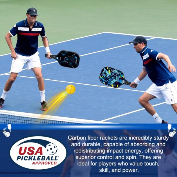 Carbon Fiber Pickleball Paddles Set of 4 or 2 Rackets,USAPA Approved Carbon Fiber Surface Pickle Ball Equipment Sets PP Honeycomb Core Pickleball Rackets & Accessories for Men,Women,Kids,Adults