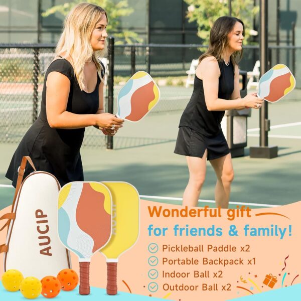 Pickleball Paddles, USAPA Approved Cute Pickleball Paddles Set of 2, Polypropylene Honeycomb Core, Fiberglass Pickleball Set with 2 Pickleball Rackets, 4 Pickleball Balls, 1 Pickleball Bag for Women