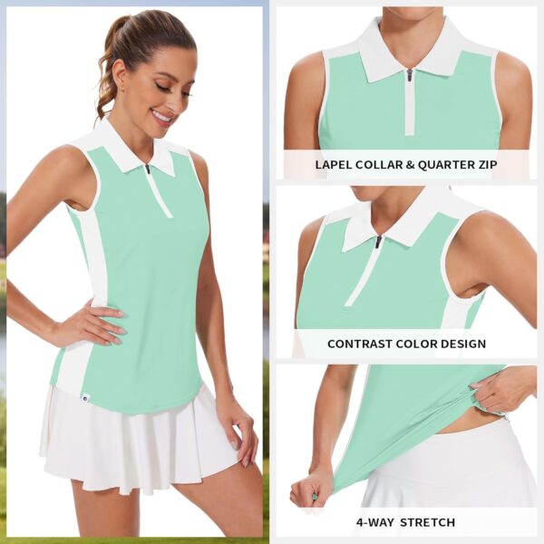 Soneven Womens Sleeveless Golf Shirt Moisture Wicking Athletic Golf Tank Top Printed Polo Tennis Shirts (XS-3XL)