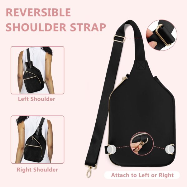 Pickleball Bag for Women, Pickleball Paddle Sling Bag, Pickle Ball Bag for Pickleball Accessories and Sport Gear, Black (Patent Design)