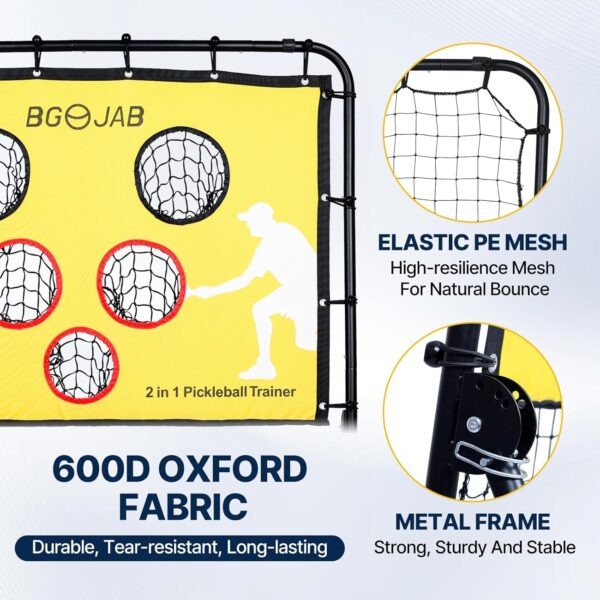 BGOJAB Pickleball Practice Rebounder Board with Target Net, 2 in 1 Pickleballs Training Equipment for Accuracy and Skill Development, Pickleball Dink Master Solo Trainer for Kid/Youth/Adult