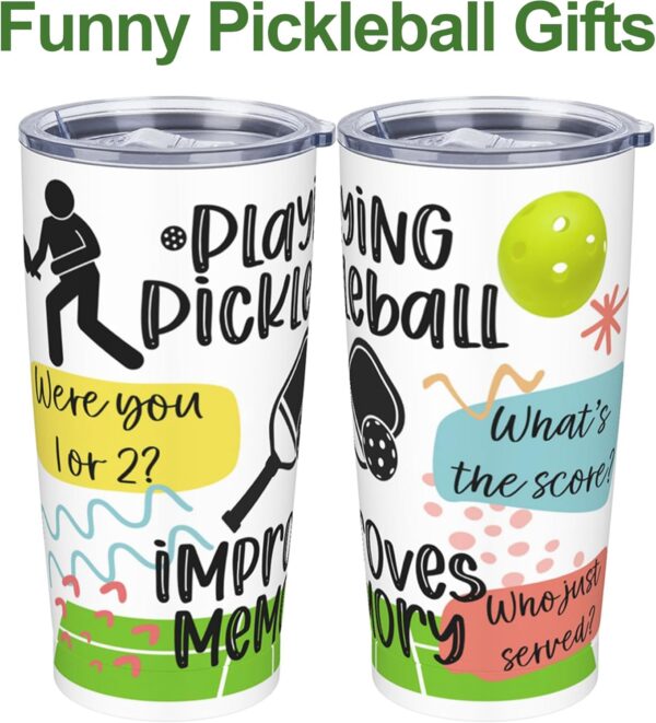 Pickleball Tumbler 20 oz, Funny Pickleball Gifts for Women Men, Playing Improves Memory Travel Mug Vacuum Insulated Stainless Steel Coffee Cup