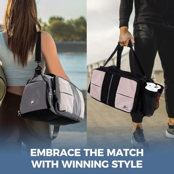 ZUMWORGION® Pickleball Bag for Men & Women – 40L Duffle Bag with Thermal Paddle Pocket, Shoe Compartment, Fence Hooks, Mesh Ball Holders – Water-Resistant Pickle Ball Bag for Travel, Gym, Tournaments