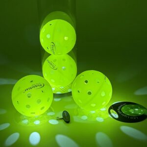 PickleStar Gen 2 Premium LED Pickleball Balls - Next-Generation Glow & Perfectly Balanced Bounce for Advanced Players, Robust and Reliable, 4 Pack with Long-Life Batteries