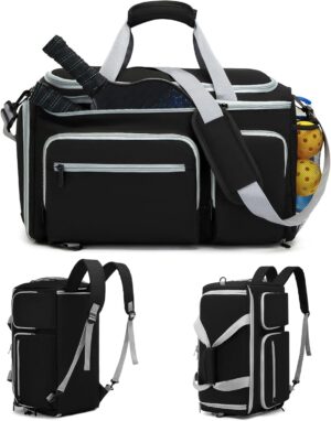 Pickleball Bag - Large Backpack with Shoe Compartment, Fence Hooks, Multiple Pockets, Holds 4 Paddles & Accessories for Women & Men