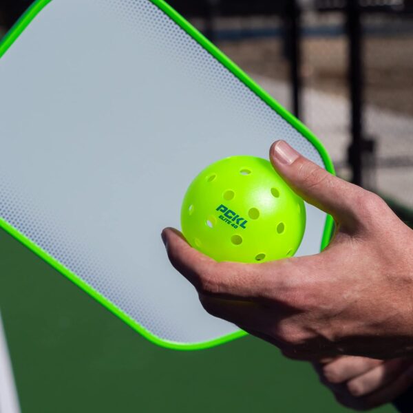 PCKL Elite 40 Pickleball Balls Cold Weather Rated | Tournament and Competition Ball | 4 Pack of Balls | 50 Pack | 100 Bulk Pack | USA Pickleball Approved (4 Pack, Neon Green)