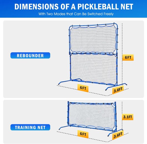 6FT Mini Pickleball Practice Net, Rebounder for Dink Volley Solo Training, Small Pickleball Net for Competitive Game, Freely Convertible Setup for Outdoor Driveway Backyard and Indoor Garage