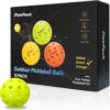 Outdoor Pickleball Balls, 4 Pack| 12 Pack 40 Holes Premium Pickle Balls 2024 Quiet Pickleballs for All Levels Sport Durable and High Visibility Ball Usapa Standard