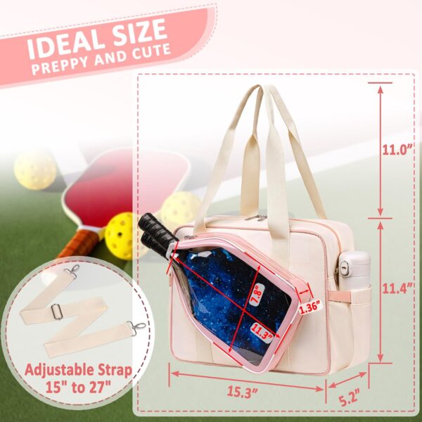 TuErcao Pickleball Bags for Women, Pickleball Gifts Cute Pickleball Paddle Bag for Men Tennis Tote Bag with Fence Hook Accessories