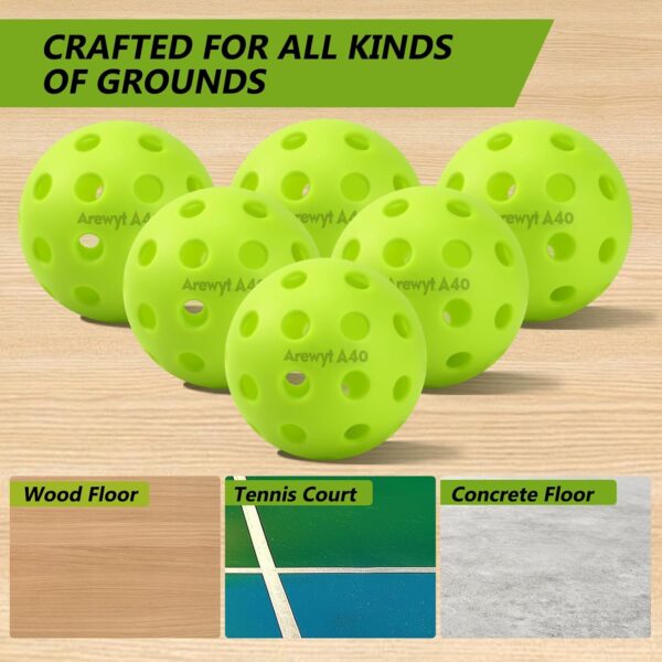 Pickleball Balls, 6 Pack & 12 Pack | 40 Holes, High Visibility & Bounce, Durable for All Paddles & Skill Levels (Neon Green, Orange)