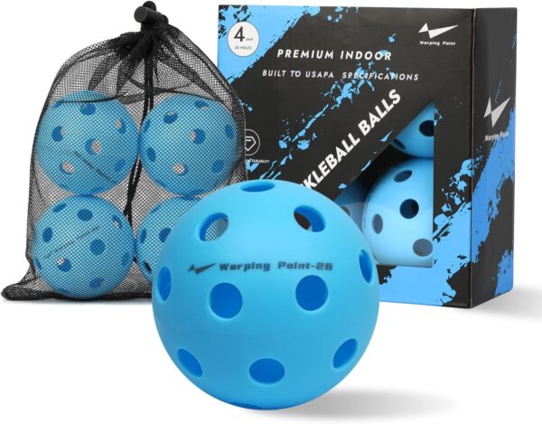 Warping Point Indoor Pickleball Balls | 26 Holes | 4 Pack, 12 Pack | Meet USAPA Specifications | High Bounce Durable Practice Pickle Ball with Mesh Bag for Beginner Intermediate Player | Orange, Blue