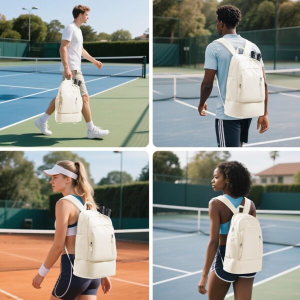 Pickleball Backpack for Women Men, Gym Back Pack with Shoe Compartment Pickleball Bag Fits 2 Pickle Ball Paddles