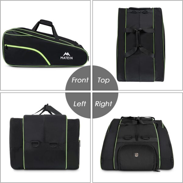 MATEIN Tennis Bag 6 Rackets, Extra Large Protective Convertible Racquet Bag with Shoes Compartment for Men Women, Racket Backpack with Cooler Pocket & Removeable Shoulder Strap for Sport Equipment