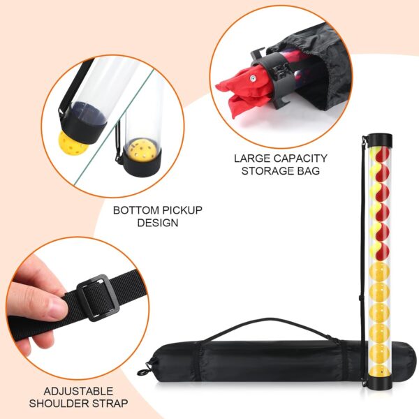 X-ACE Ball Picker and Hopper for Pickleball or Tennis | 15-Ball Tube & 80-Ball Basket | Training Use No Bending | with Shoulder Strap Bag
