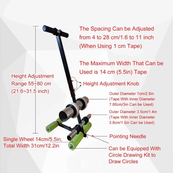 Masking Tape Applicator Floor Tape Applicator Court Line Tape Machine Pickleball Lines for Outdoor Court Parking Lot Striping Machine