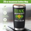 Lifecapido Dink Responsibly 20 oz Insulated Tumbler With Lid - Pickleball Gift for Players, Lovers, Coach - Birthday - Black