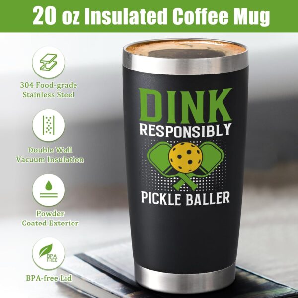 Lifecapido Dink Responsibly 20 oz Insulated Tumbler With Lid - Pickleball Gift for Players, Lovers, Coach - Birthday - Black