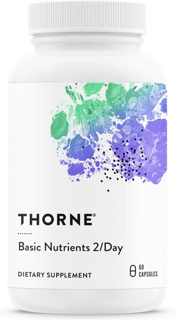 THORNE Basic Nutrients 2/Day - Comprehensive Daily Multivitamin with Optimal Bioavailability - Vitamin & Mineral Formula - Gluten, Dairy & Soy-Free - 60 Capsules - 30 Servings