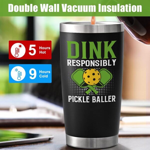 Lifecapido Dink Responsibly 20 oz Insulated Tumbler With Lid - Pickleball Gift for Players, Lovers, Coach - Birthday - Black