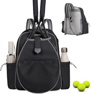 Tennis Bags for Women, Waterproof Tennis Sling Crossbody Backpack Holds 2 Rackets Tennis Racket Bag for Pickleball & Badminton