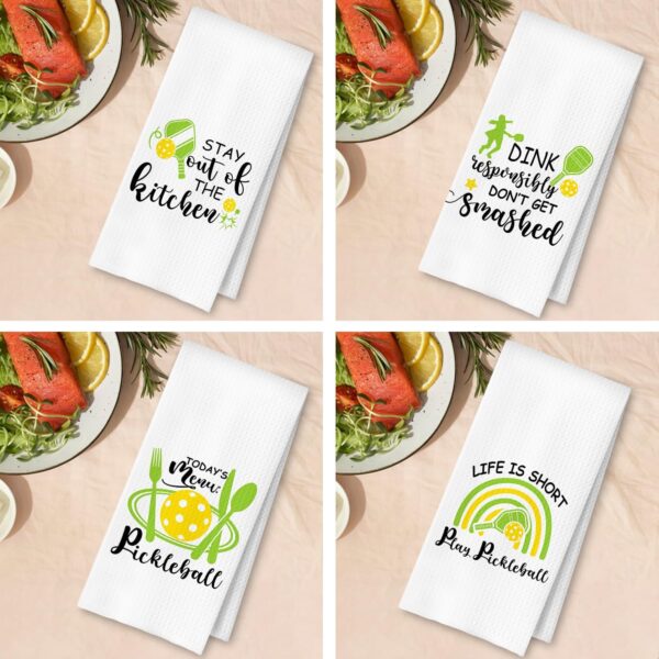 Funny Pickleball Gifts Kitchen Towels Set of 4, Pickleball Lover Gifts Dish Tea Towels for Kitchen Decor, Pickleball Gifts for Women Men Pickleball Lovers, 16x24 Inch