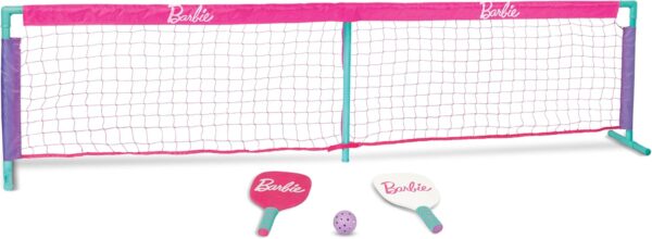 Barbie Kids Pickleball Set – Includes 2 Paddles, 1 Ball & Net – Portable Outdoor/Indoor Pickleball Game for Girls – Backyard, Driveway, Beach, Park, or Home Play