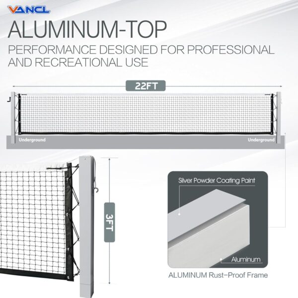 Pro Pickleball Net Portable with Wheels – 22ft Heavy Duty Pickleball Net System with Sturdy Aluminum Frame for Outdoor & Indoor – Nylon Net & Carrying Bag for Pickleball, Tennis, Badminton