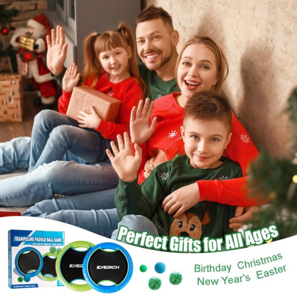 EVERICH TOY Trampoline Paddle Ball Set with 4 Bouncy Paddles & 8 Balls - Soft Foam Design for Kids Play Indoor Outdoor Beach Backyard Lawn - Great Gift Idea for Boys & Girls