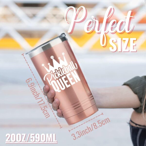 Onebttl Pickleball Gifts for Women - 20oz Insulated Stainless Steel Travel Tumbler with Straw and Lid - Rose Gold