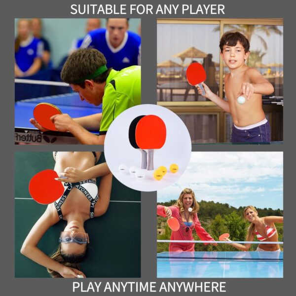 Ping Pong Paddle Set, Professional Table Tennis Racket Set with 6 Ping Pong Balls, Ping Pong Paddles 4 Player Set, Ping Pong Set Starter Kit