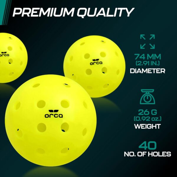 Orca 6 Pack Pickleballs Indoor or Outdoor, USAPA Approved Official Size Crack-Resistant Balls, with 1-Year No-Crack Warranty Perfect for Tournaments