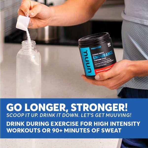 Nuun Hydration Endurance Powder, Strawberry Lemonade + Caffeine, Workout Support, 5 Essential Electrolytes for Hydration + Carbohydrates, Vegan, Non-GMO, (16 Servings - Canister)