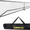 Movable Deluxe Heavy Duty Pickleball Net with Wheels,22 FT Regulation Size Including Carrying Bag,Sturdy Metal Stand and Upgraded PE Nets, Perfectly Straight, Suitable for Indoor Outdoor