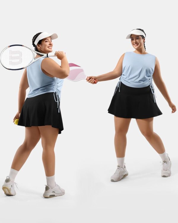 Women's Tennis Skorts with 2 Pockets Plus Size Golf Skirts High Waisted Pleated Athletic Skirt for Pickleball Running